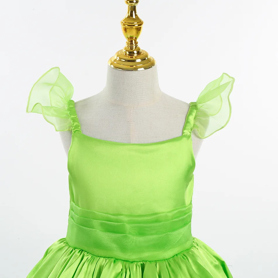 Meninas Flor Fada Vestir Crianças Princesa Vestido Com Asas Halloween Princesa Traje Elfos Partido Tinkerbell Sininho Vestido