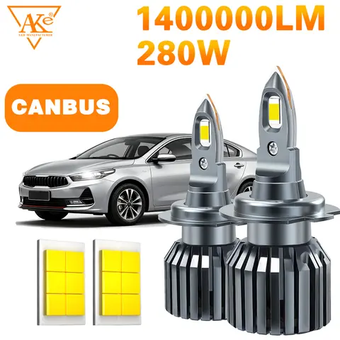 1400000LM 280W H7 H4 자동차 LED 헤드라이트 팬 포함 캔버스 H11 H1 9005 HB3 9006 HB4 9012 HIR2 안개등 6000K 헤드램프 초고휘도