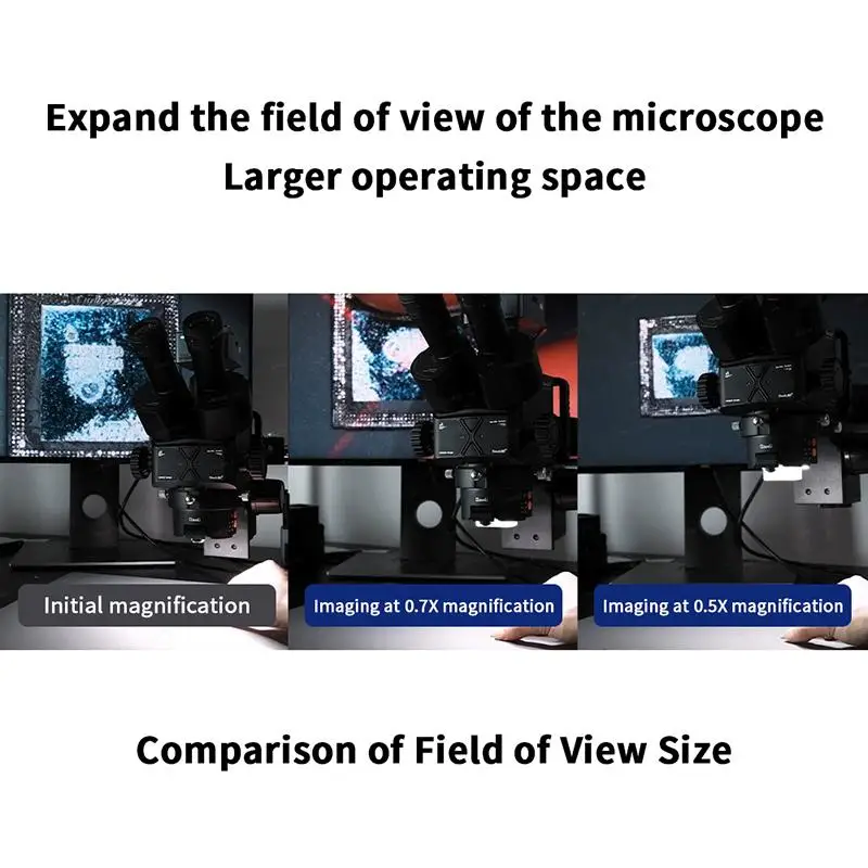 Wide Field 0.5X/0.7X Stereo Microscope View Expander with Integrated Illumination Lens Adapter for Stereo Microscopes