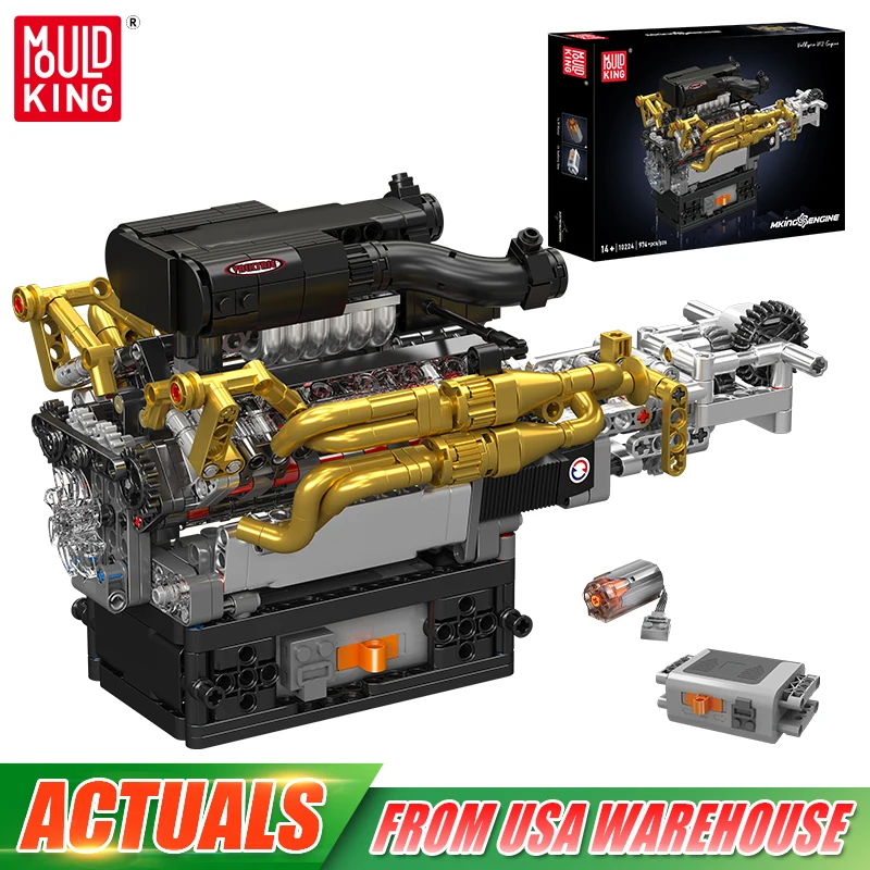 

Mould King 10224 Technical Car Engine Toys The Motorized Valkyrie V12 Engine Building Block Brick Assembly Kids Christmas Gift