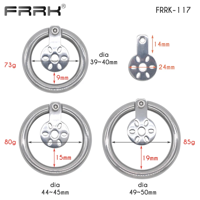 FRRK New Thin Slice 24mm Chastity Cage Small Tight Penis Ring Cock Lock Lightweight Strapon BDSM Sex Toys for Men