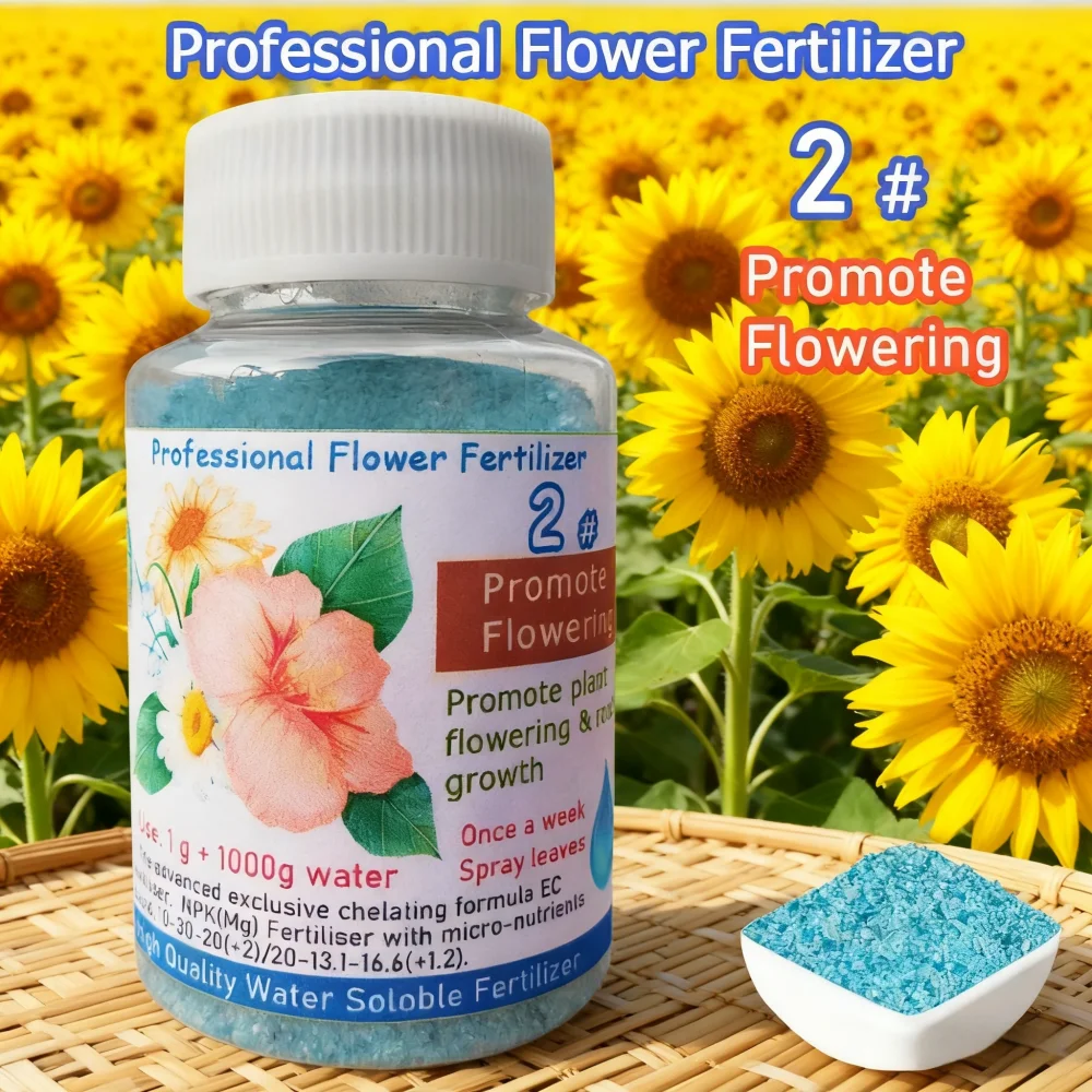Flower Fertilizer Bottle for Root Growth NPK High Phosphate Water Soluble Promote More Flowers 2# 100g