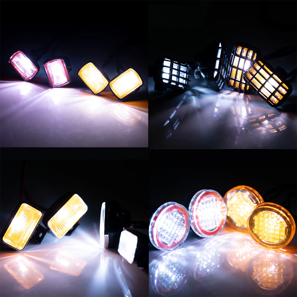 YEAHRUN Simulation LED Lights Spotlight Lamp Set w/ Plastic Cover for TRX-4 Axial SCX10 1/10 RC Car Decoration Accessories Parts