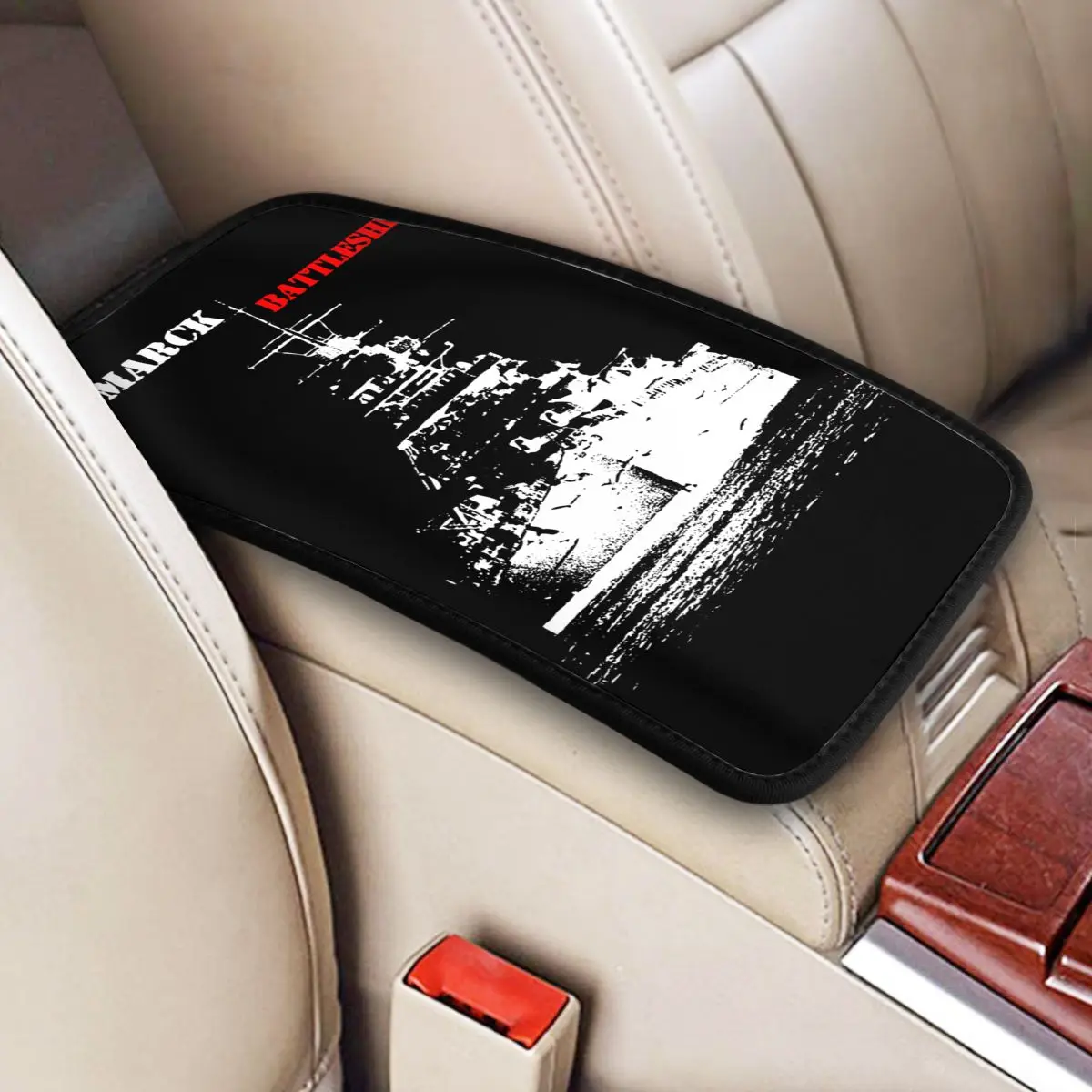 Four Seasons Car Armrest Cover Mat Wehrmacht Bismarck Battleship Waterproof Center Console Cover Pad Car Accessories