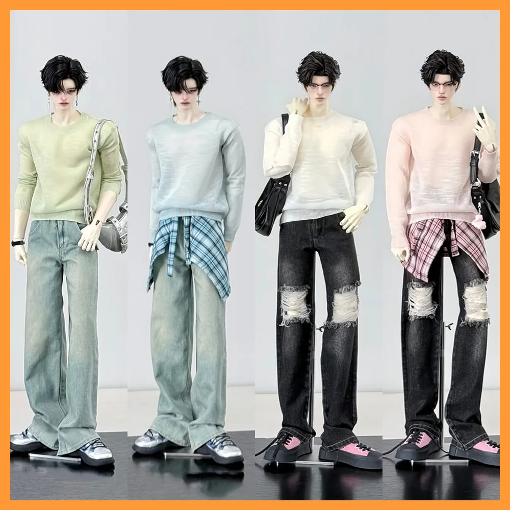 

【Only Clothes】Big Dolls Pullover Long Sleeves Transparent Sweater for Normal/Strong Uncle MZ75 DK75 ID75 Action Figure Model