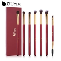 DUcare Red 7Pcs Makeup Brushes Set Soft Synthetic Hair for Eyeshadow Foundation Eyebrow Eyeliner Brush Face Beauty Cosmetic Tool