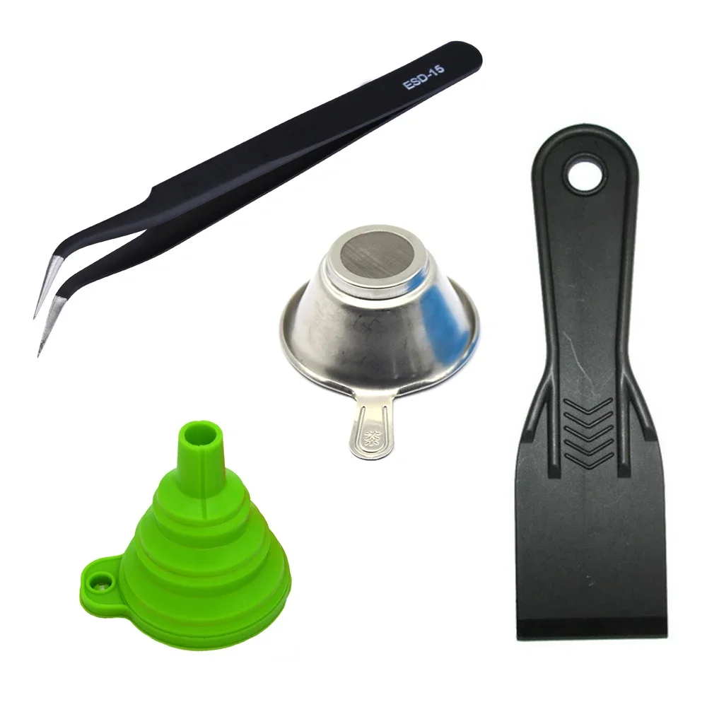 

4-piece set SLA Resin Accessories Silicon Funnel+Metal UV Resin Filter Cup+tweezers Special Tool Shovel for Photon DLP 3D Printe