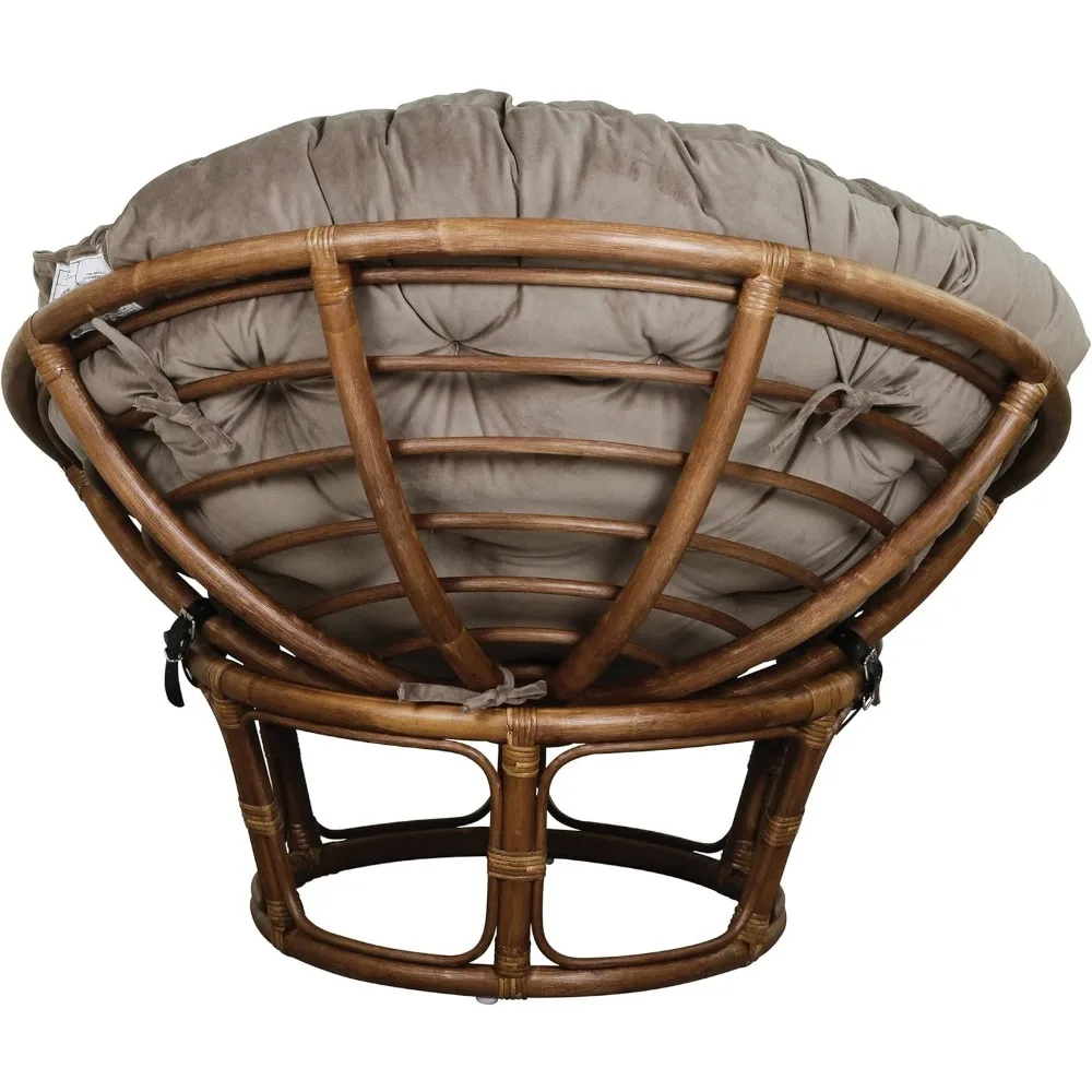 new OSP Home Furnishings Rattan Papasan Chair, Brown Frame with Green Cushion