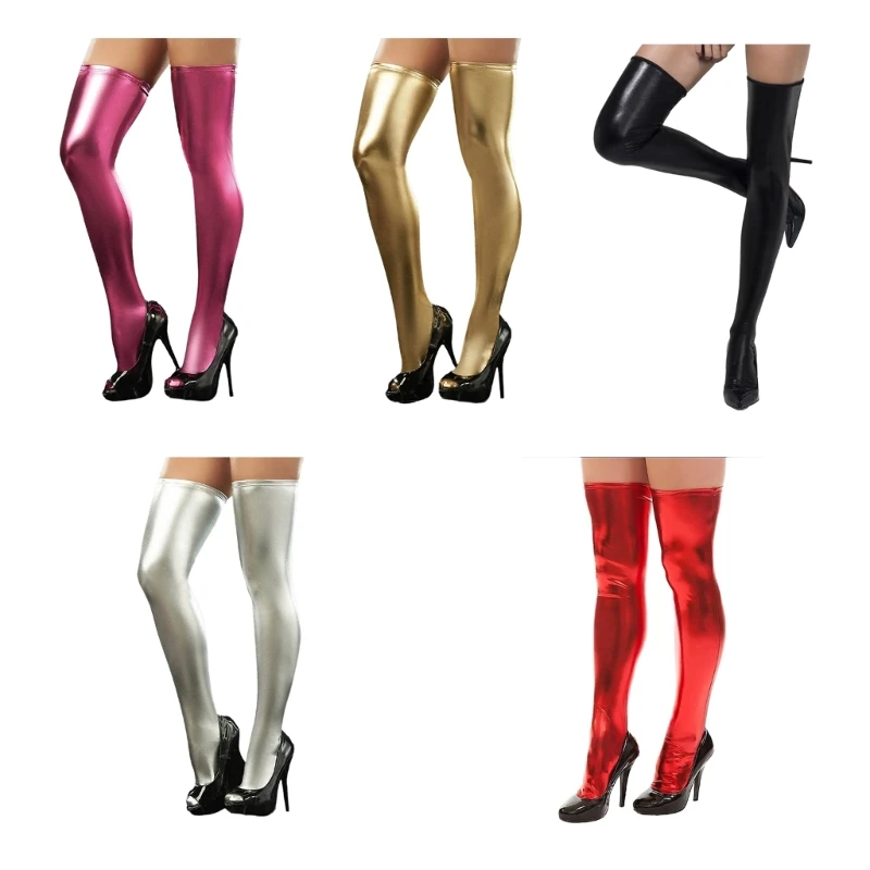 

Thigh High Stockings Leather Stockings Pantyhose Women Silk Reflection Over The Knee Socks