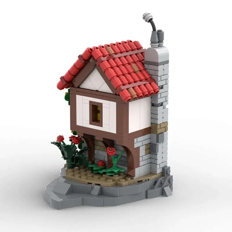 작은 입자 조립식 블록 MOC-241806 381개 중세 성 건축 장난감 입체 모델 선물 퍼즐