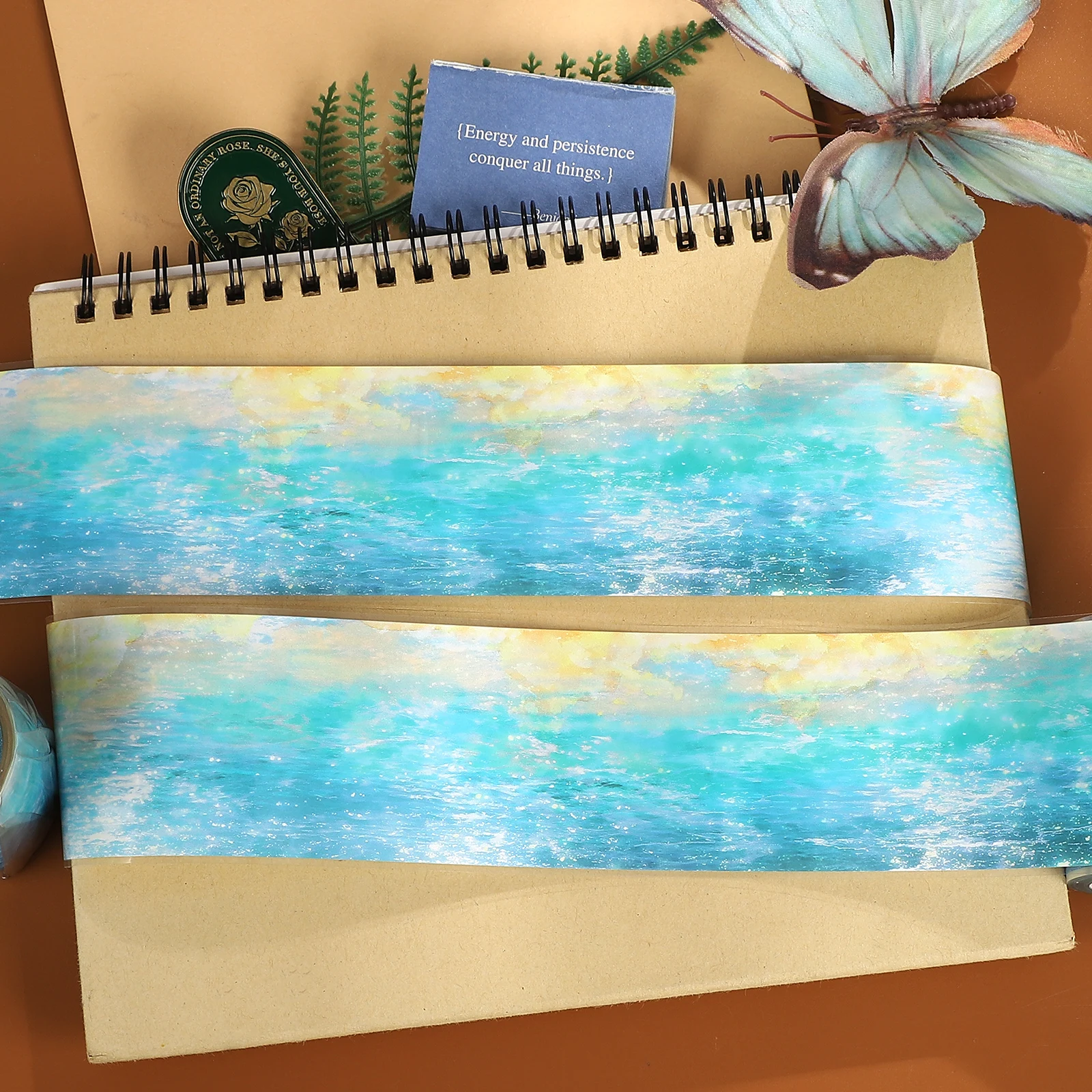 55mm*5m Vintage Blue Water Pattern Landscape PET Tape Creative DIY Journal Material Collage Scrapbooking Stationery
