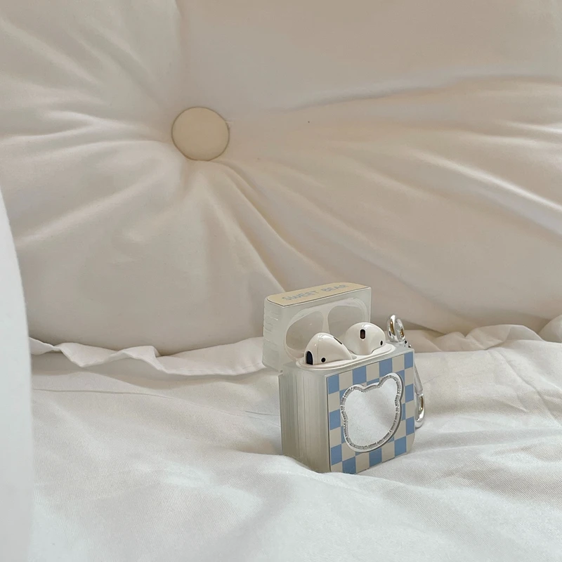 หูฟัง Cartoon Cute หูฟังสำหรับ Airpods Pro Checkerboard หมีกระจกบลูทูธหูฟังหูฟังสำหรับ Airpods 1/2