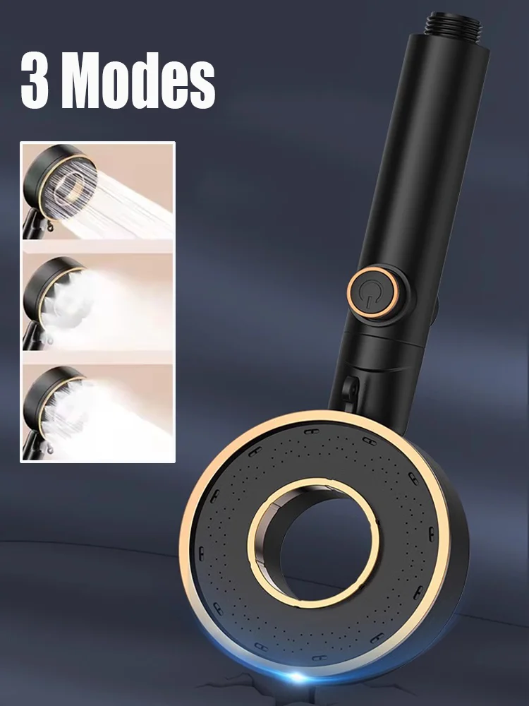 

3 Modes Adjustable Pressurized Shower Head Multi-function High Pressure Sprayer Water Saving One-Key Stop Water Bathroom Shower