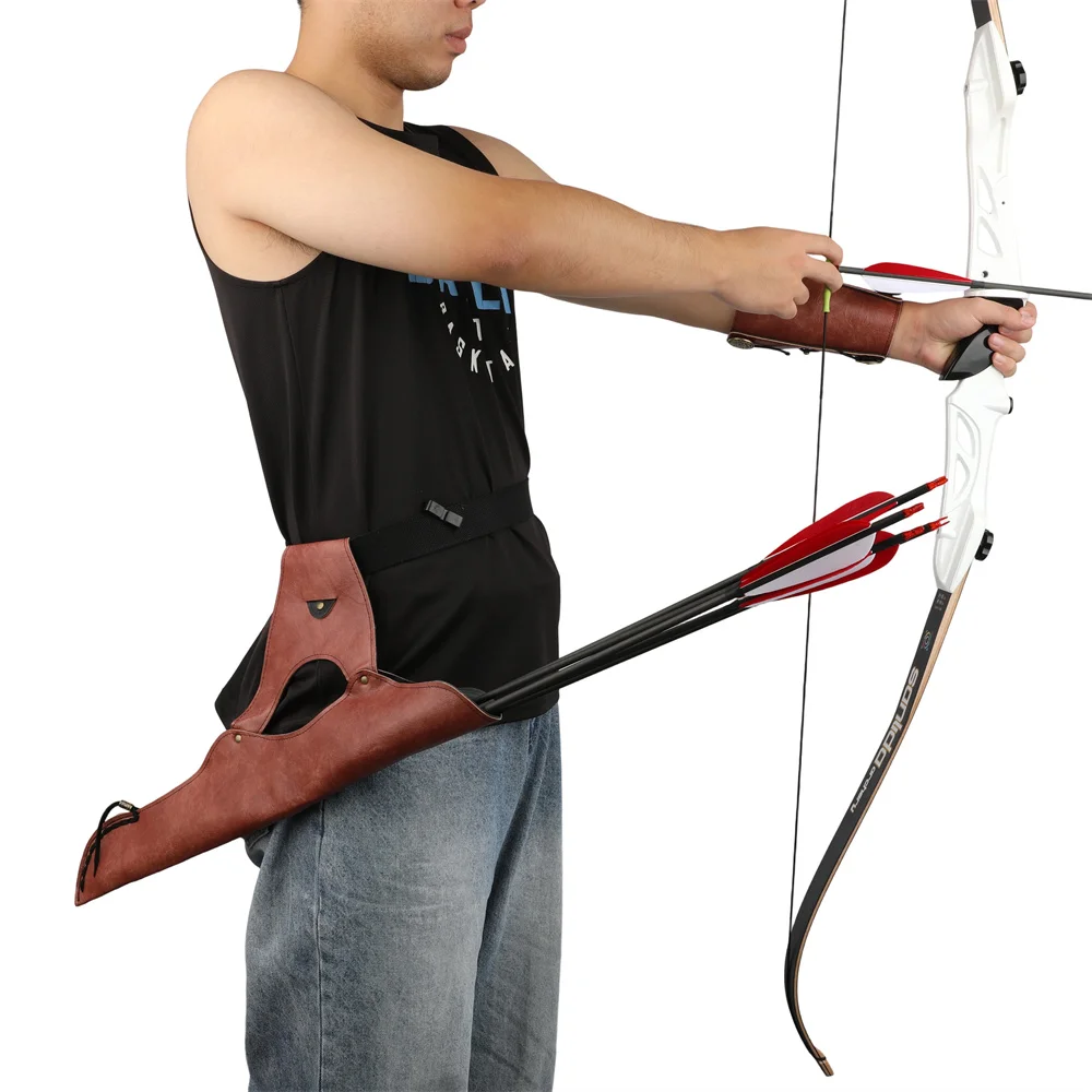 الرماية جعبة واقي للذراع بولي PU لقوس منحني القوس الطويل القوس التقليدي اليسار/اليد اليمنى السهم حقيبة واقي الذراع اطلاق النار الصيد الهدف