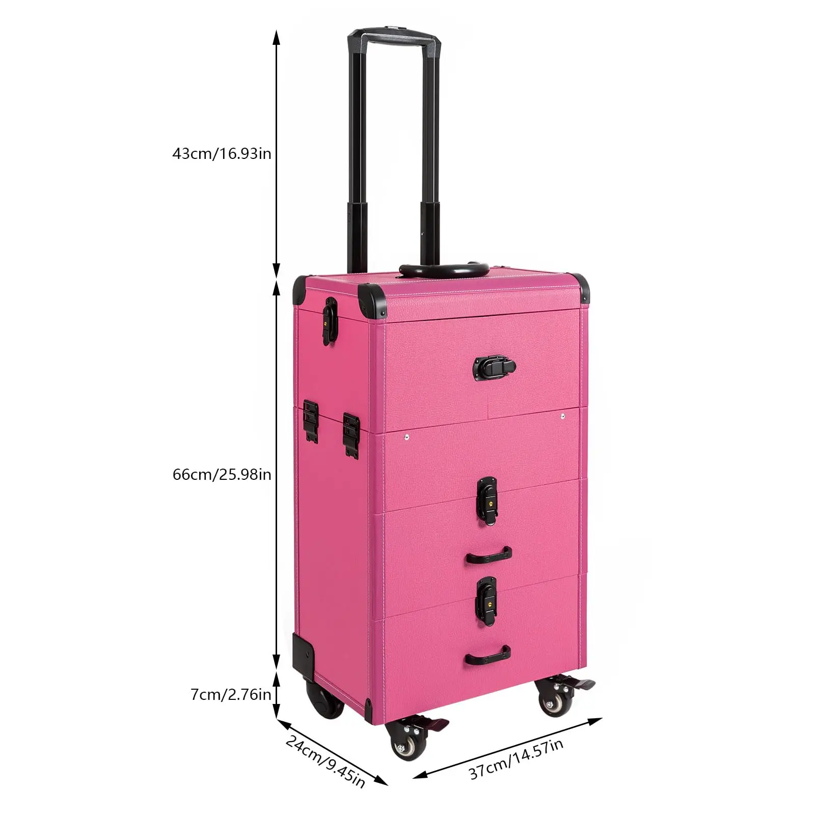 Rolling Makeup Case Salon Barber Case Professional Cosmetic Trolley Large Storage with Keys Universal Wheels Makeup Cosmetic or