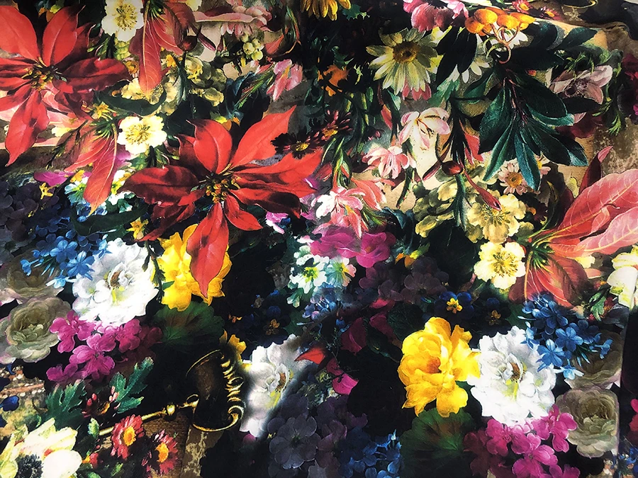 30 Momme Elastic Heavy Crepe High Quality Real Silk Clothing Fabric Full Flower Spray Painting Designer for Cheongsam Qipao