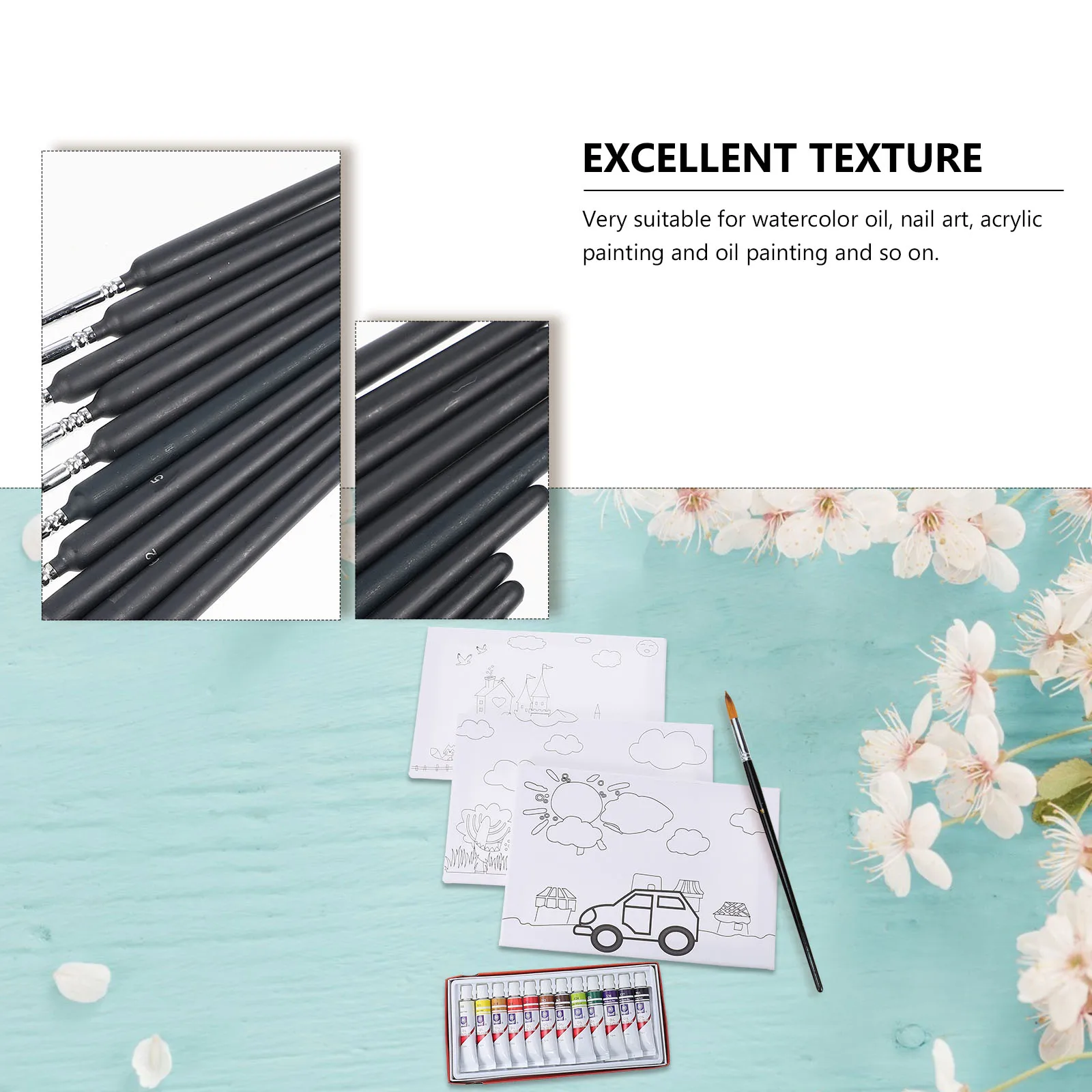 10pcs Line Drawing Pens Fine Tip Paint Brush For Watercolor Oil Painting Nail Art Diy Multipurpose Artist Liner Set