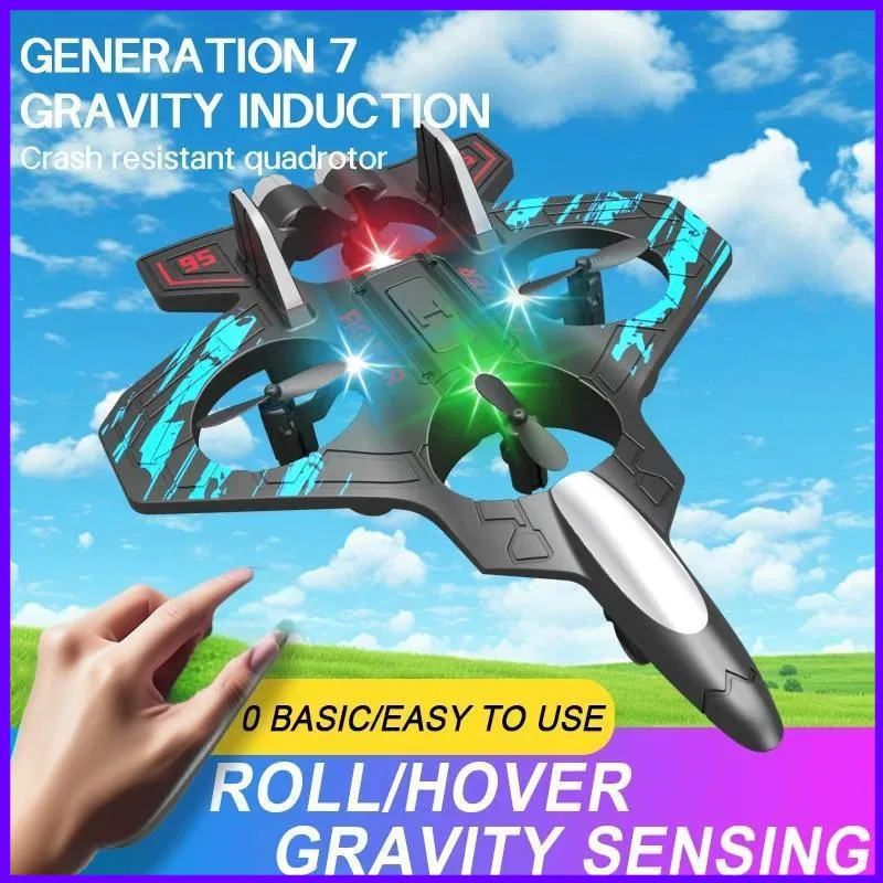 

Remote Control Fighter Drone Stunt Foam Glider RC Airplane for Kids Adults LED Lights Hovering Tumbling Fighters Toy