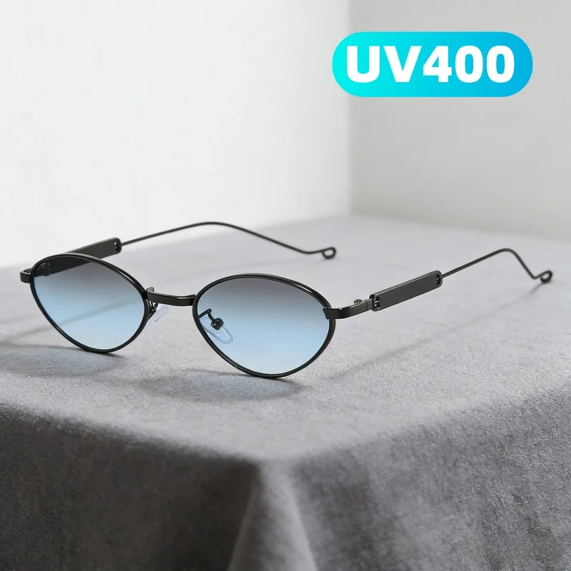 New Retro Small Oval-Frame Sunglasses UV400 Trendy Street Style Shades Women's INS Style Outdoor UV-Protective Sun Glasses
