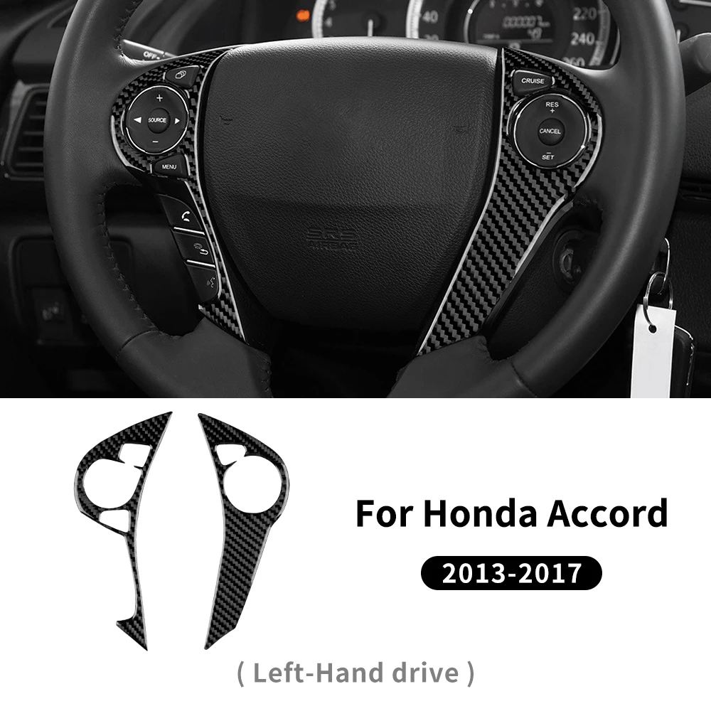 

Car Steering Wheel Button Frame LHD Carbon Fiber For Honda Accord 2013 2014 2015 2016 2017 Sticker Interior Trim Accessories