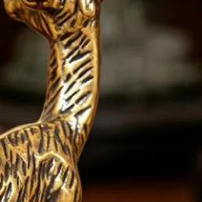 Solid Brass Body Zodiac Sheep Statue Sheep Animal Frame Tabletop Ornament Auspicious Implication