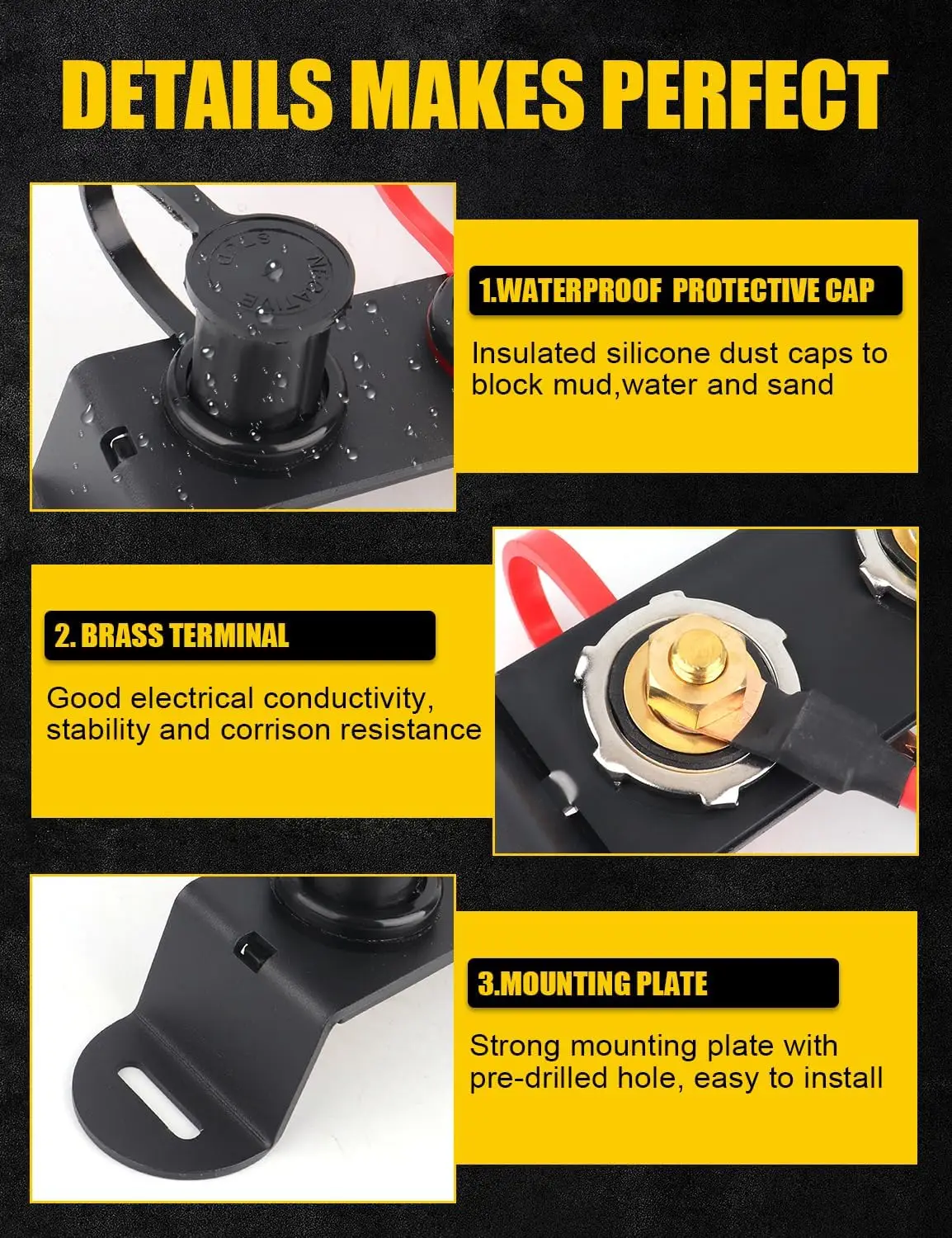 Battery Jump Post Kit with Remote Terminals & Extension Relocation for Can Am X3 RZR UTV ATV Truck Trailer