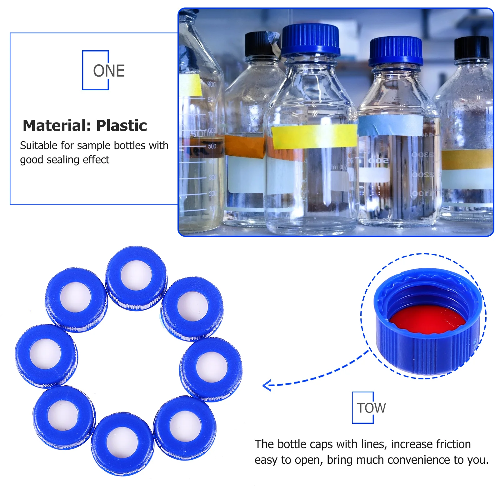 

100Pcs Sample Bottle Covers Durable Plastic Jar Lids Practical Seal Storage Bottle Caps Easy Open Lightweight Sample Jar Lids