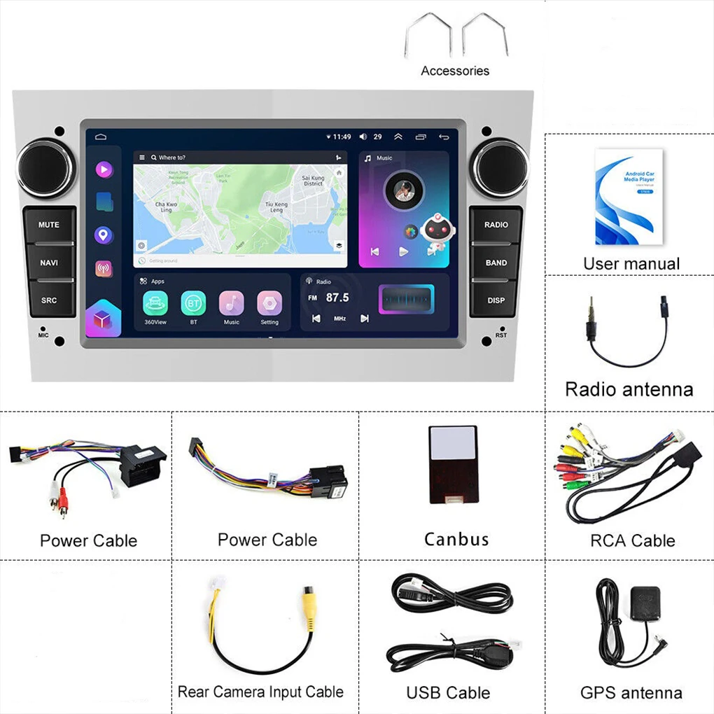 Silver Advanced CANBUS Car Radio For Seamless Integration Built-in WI-FI Built-in G-PS Receiver