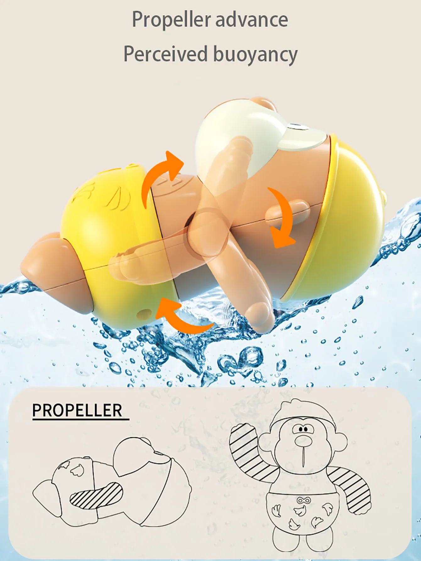 Juguetes de mono de natación, juegos de agua interactivos para piscinas y baños, juguetes de bañera de Mono para niños lindos, diversión de agua