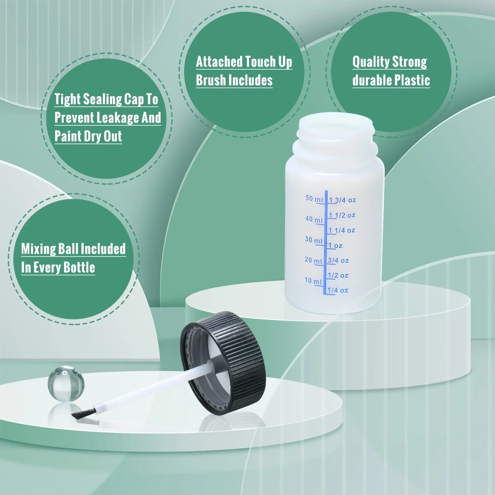 10 個のプラスチックボトル、ブラシ付き、DIY アートアクセサリー、ボトル容量アートストレージ DIY ストレージ