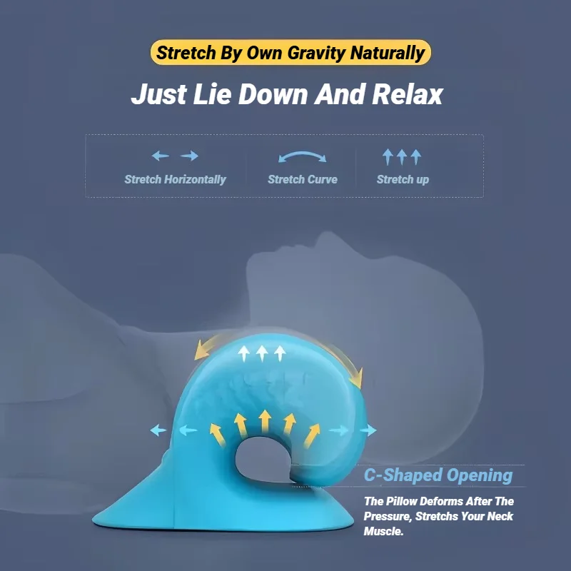 Neck Shoulder Stretcher Relaxer Cervical Spine Stretch Muscle Relaxation Traction Device Massage Pillow Correction Chiropractic - view 5