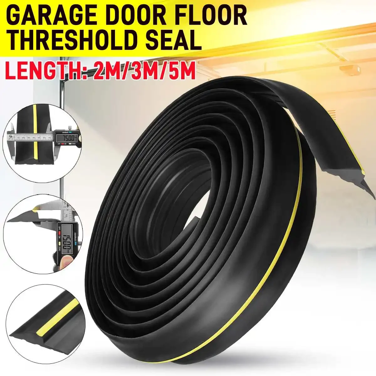 2M/3M/5M 75x15mm Garage Threshold Door Weather Rubber Seal Strap Floor Seal Waterproof Dustproof Special PVC Rubber Strip