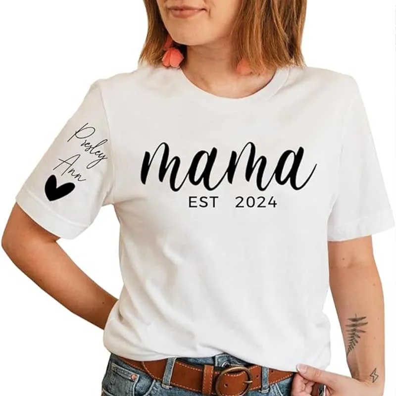 Custom Mama Sweatshirt With Kids Names, New Mom Gift Personalized Sweatshirt Mother's Day