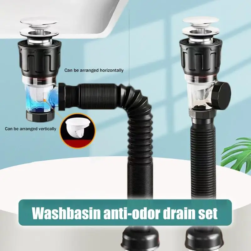 

Universal Flip Stainless Steel Washbasin Sink Wall Drainage Pipe Kitchen Bathroom Accessories Anti Odor Drainage Pipe