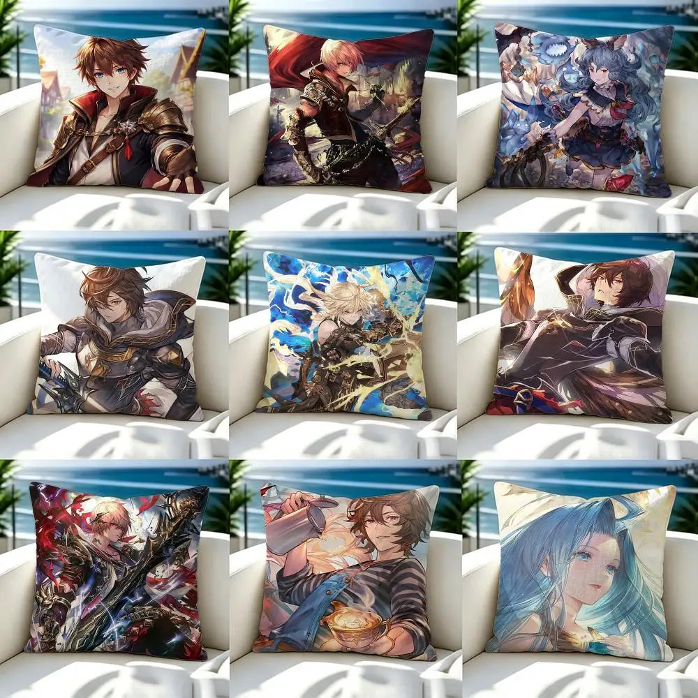 Game Granblue Fantasy Cushion Cover Premium Skin‑Friendly Short Plush Pillow Cover, Airy Casual Cushion for Hotel Homestay
