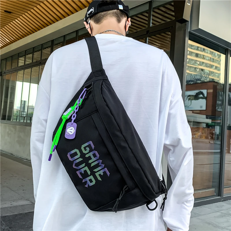 

Сумка на грудь большой емкости для пары, модная легкая уличная одежда, дорожная парусиновая сумка на ремне, уличная поясная сумка в стиле хип-хоп, музыкальный фестиваль