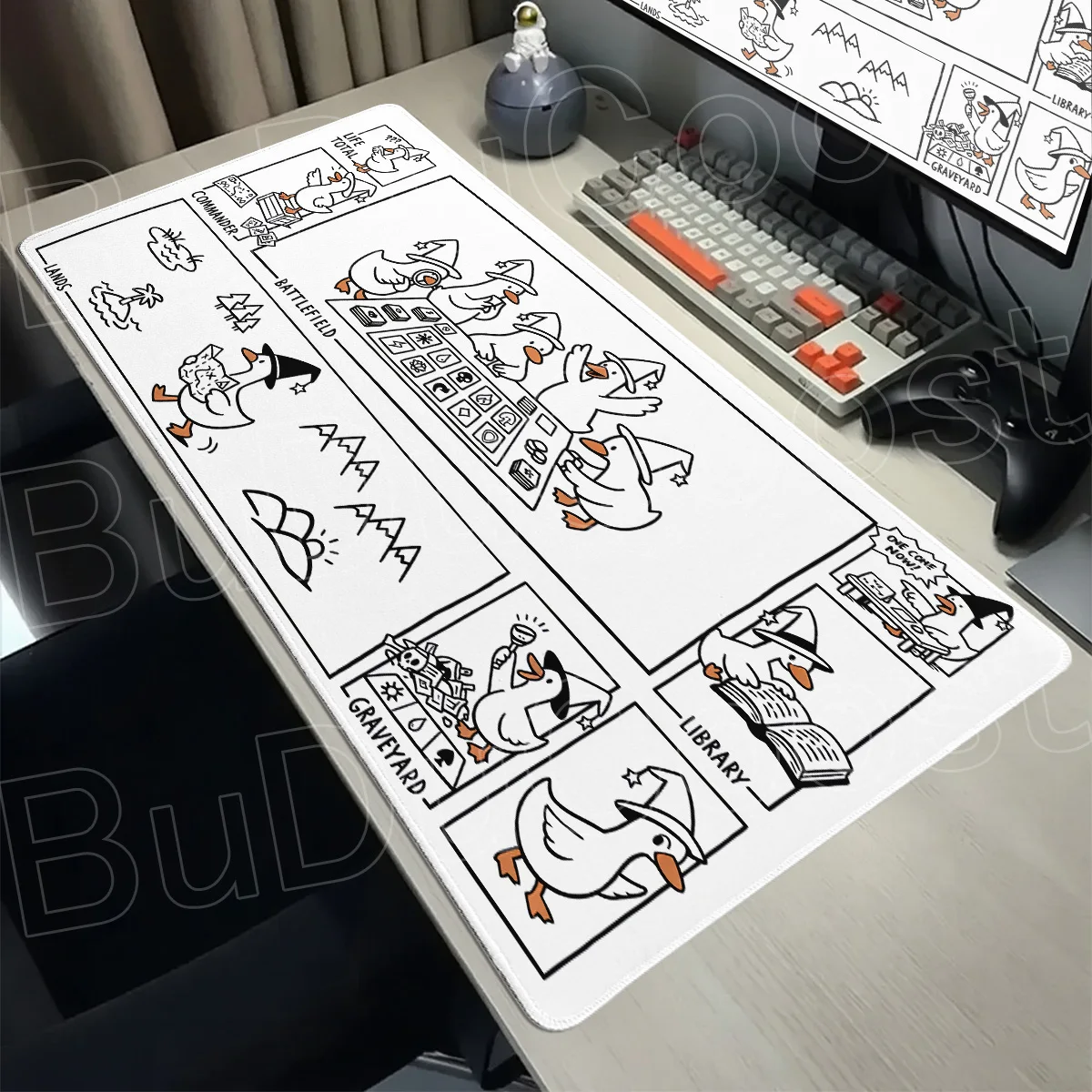 Kawaii Duck Pattern Anime Mousepad The Magic Gathering Playmat 35x70cm MTG TCG Office Table Mat for Work Gaming PC Keyboard Pads