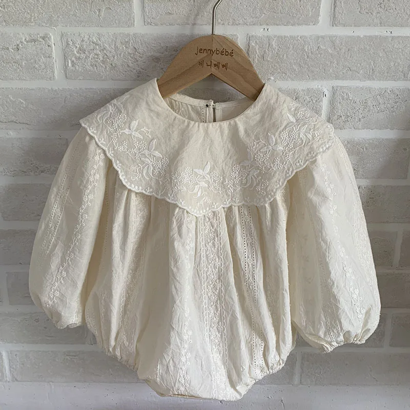 Toddler Girls Dress Spring Autumn Long Sleeve Embroider Lace Collar Dress for Baby Girls Rompers Family Sister Dress Outfits