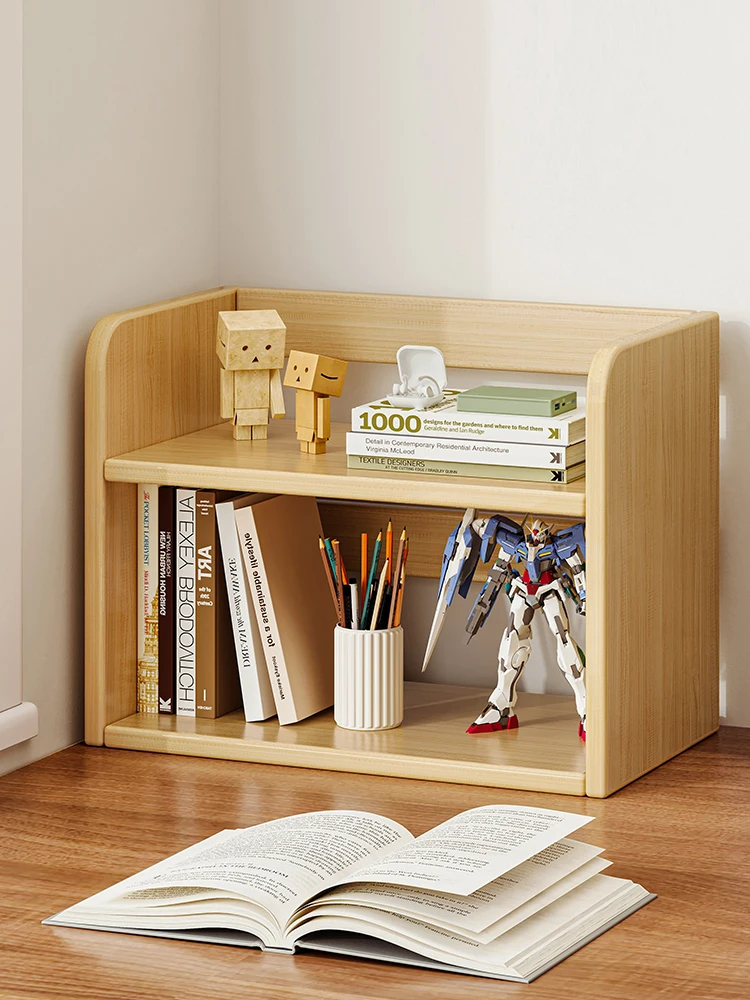 

Desktop ornament solid wood material desk rack writing desk storage simple vertical multi-layer small cabinet large capacity 1Pc