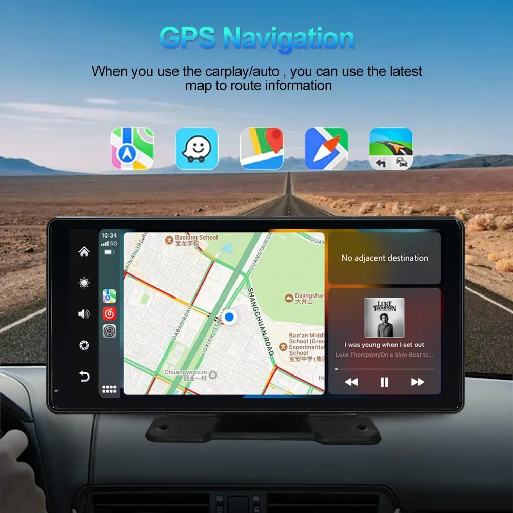 10.36 Inch Touch Screen Portable Carplay Android Auto GPS Navigation Bluetooth 4CH AHD 1080P 360 Panorama Camera for Trucks