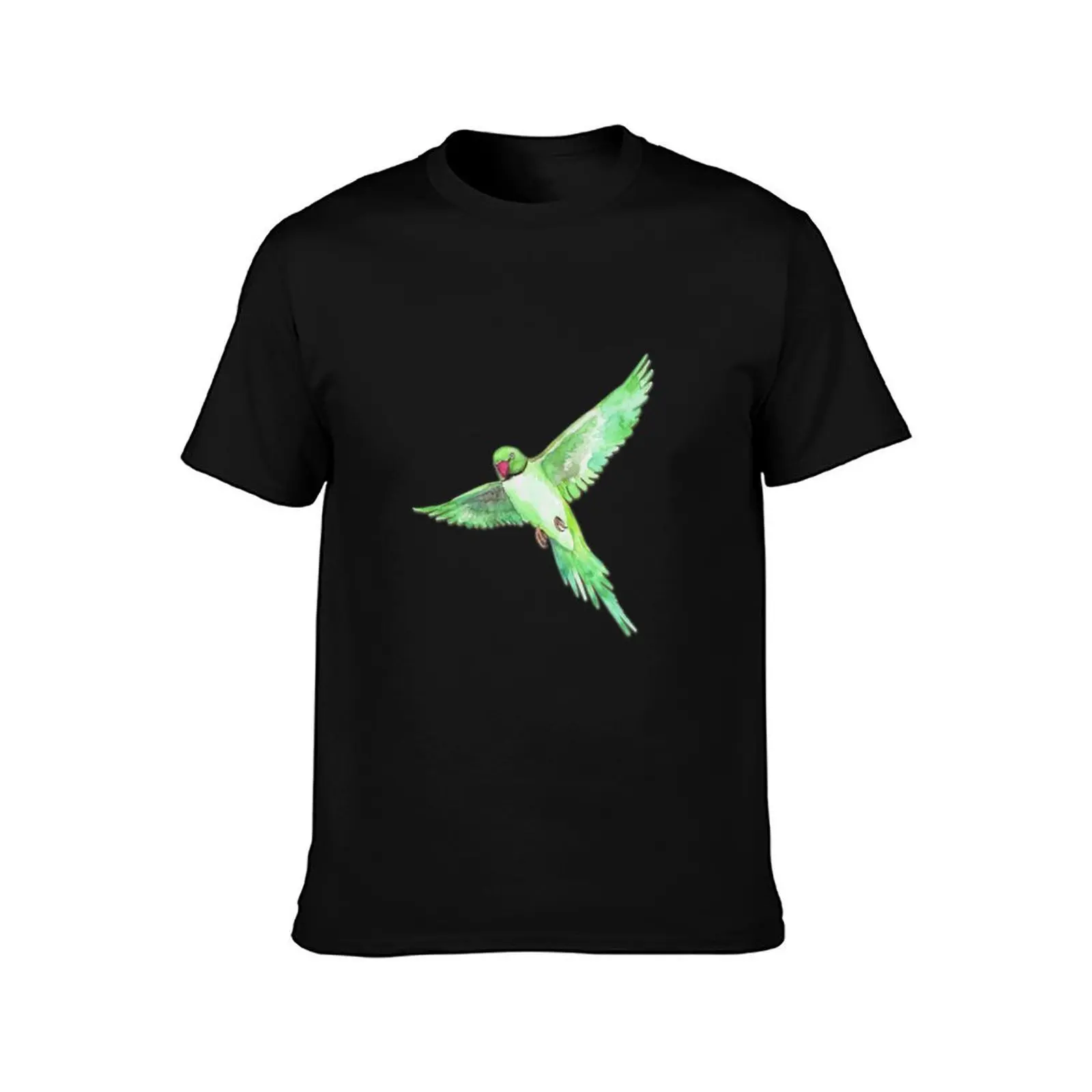 Indian Ringneck Parakeet T-Shirt Summer Casual Cotton Tee Oversized Streetwear Tops Vintage Graphic Print Unisex Men Women