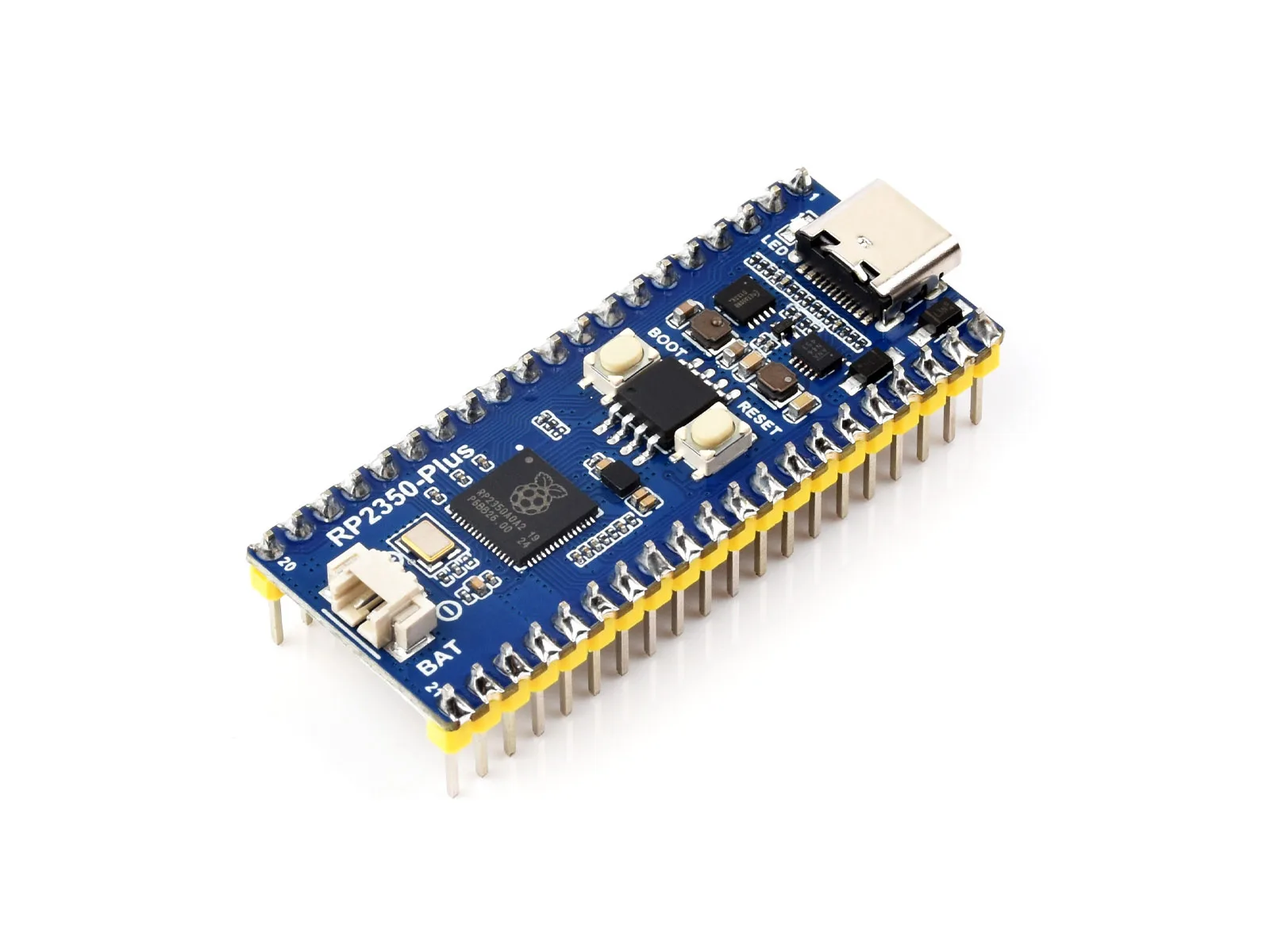Placa de desenvolvimento waveshare RP2350-Plus, uma placa MCU tipo pico de baixo custo e alto desempenho baseada em Raspberry Pi RP2350A Dual-cor