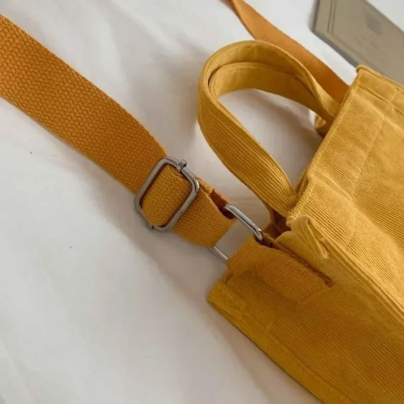 FD04 Damskie sztruksowe torby na ramię z zamkiem błyskawicznym Kobieca mała bawełniana płócienna torba Retro Vintage Crossbody