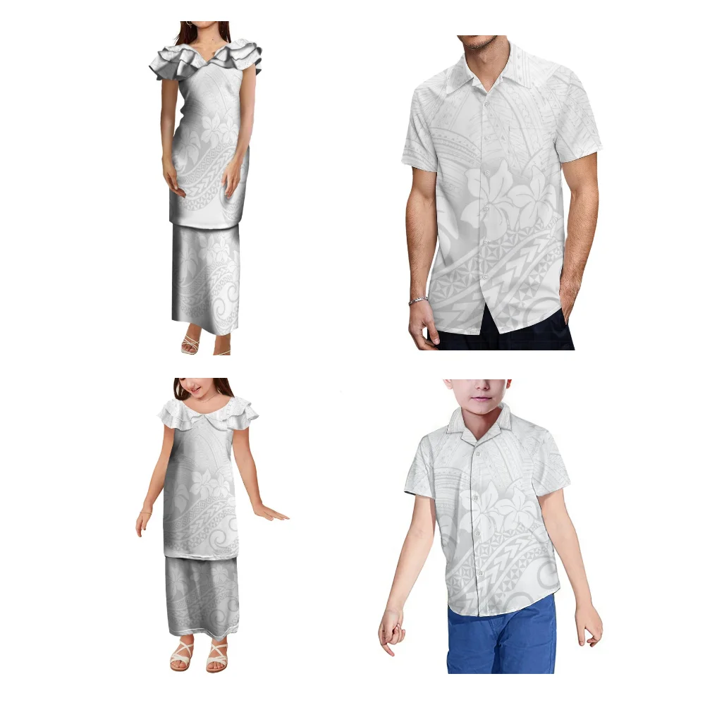 

Семейное платье, летнее платье 2024, новая трендовая рубашка, пулетика, двойной костюм, юбка, полинезийский узор, индивидуальный дизайн, семья из четырех человек