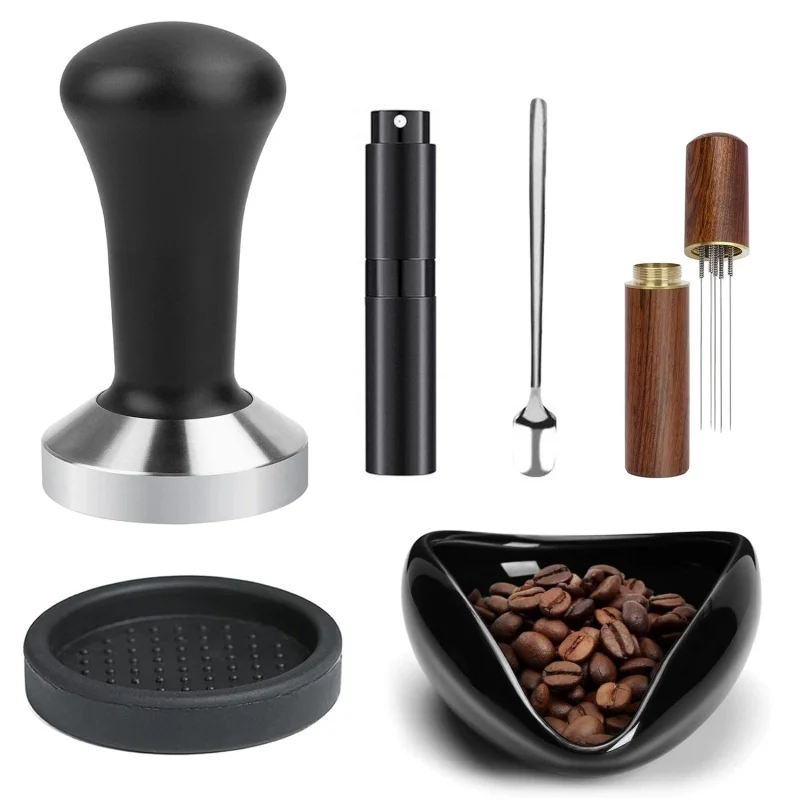 

2026New Coffee Cloth Grinder Set Italian Coffee Machine Powder Press Hammer Flat Powder Hammer Six Piece Set 51mm Coffee Shop