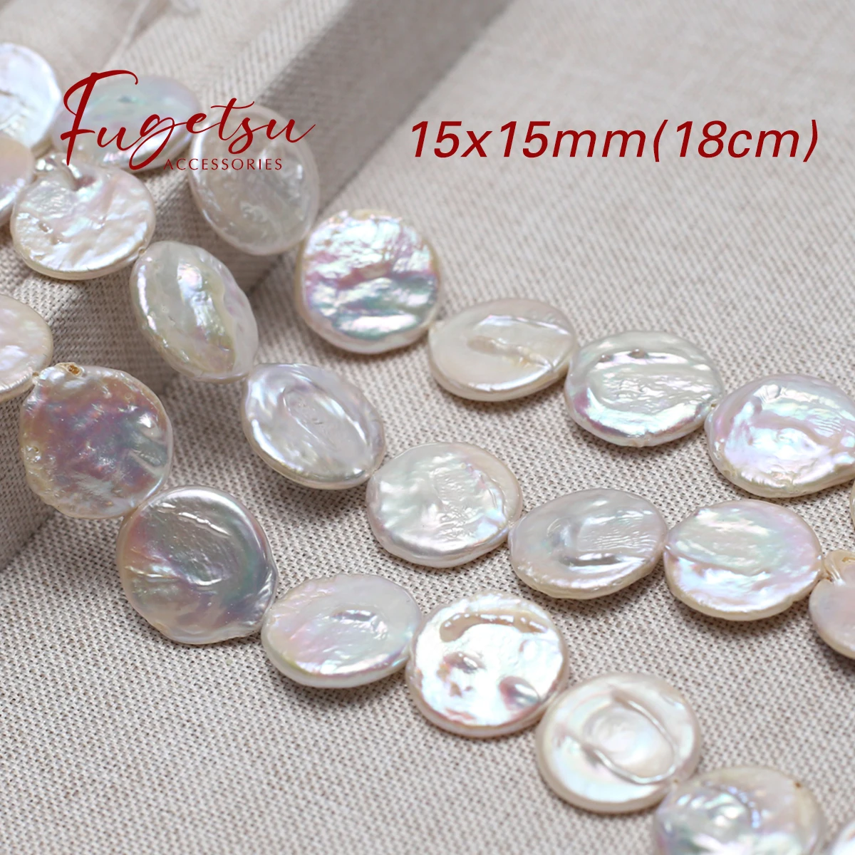 

15x15mm Baroque Natural Freshwater Pearl Coin Beads Charms for DIY Women Men Necklace Jewelry Making Supplies Accessories 18cm