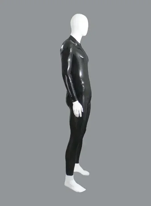 100% Rubber Latex Men's Catsuit Classic Bodysuit Cosplay Jumpsui Zentai Tights Front Zipper 0.4MM S-XXL