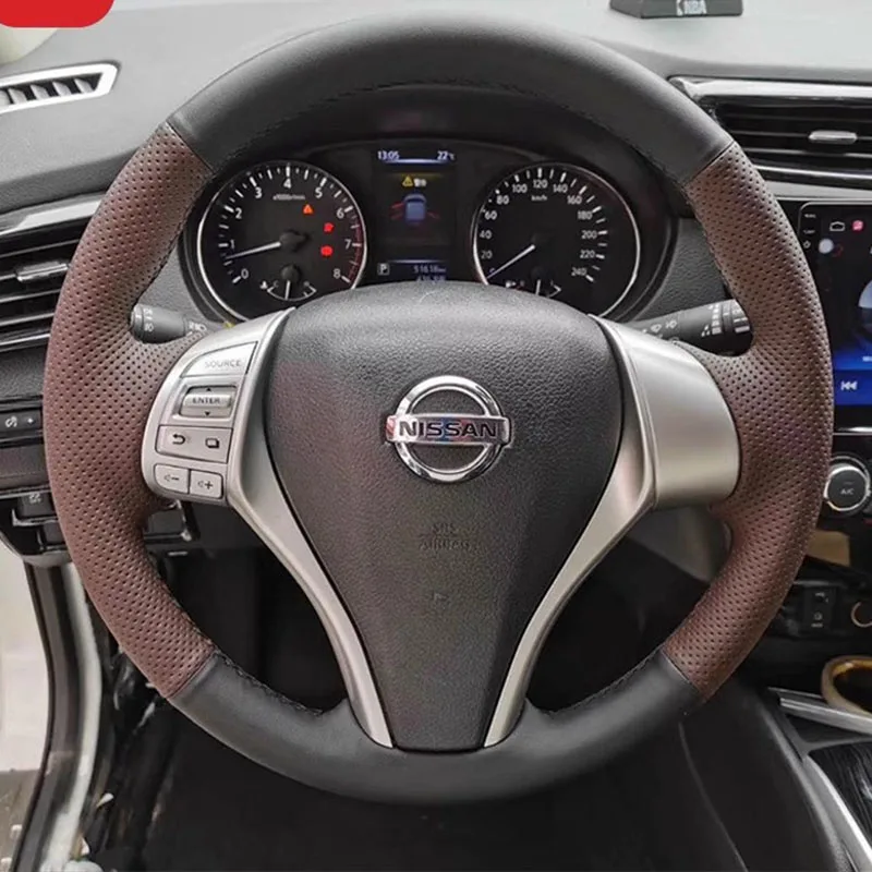 

Для Nissan Teana Altima X-Trail Qashqai 2014-2017 прошитая вручную Нескользящая черная коричневая искусственная кожа