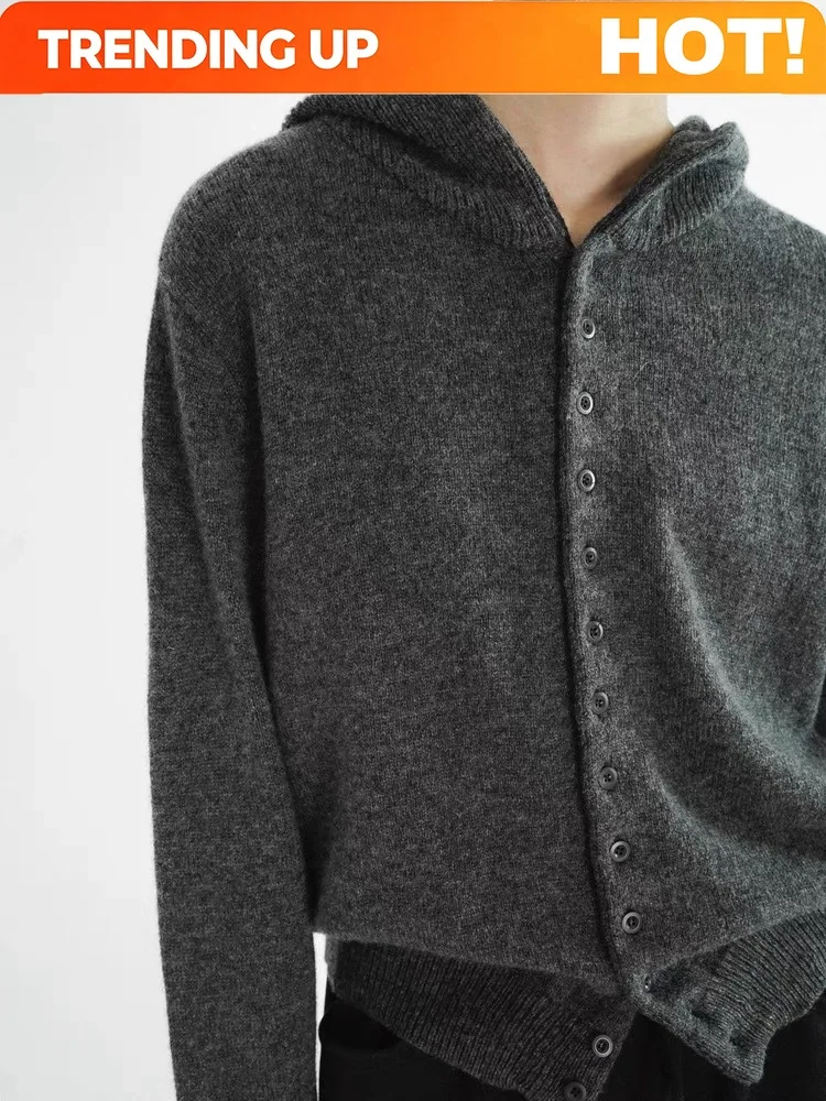 Customization 2025 Autumn/Winter New Hooded Cardigan Women 100% Pure Cashmere Sweater, European Thick Hooded Autumn Knitted Jack