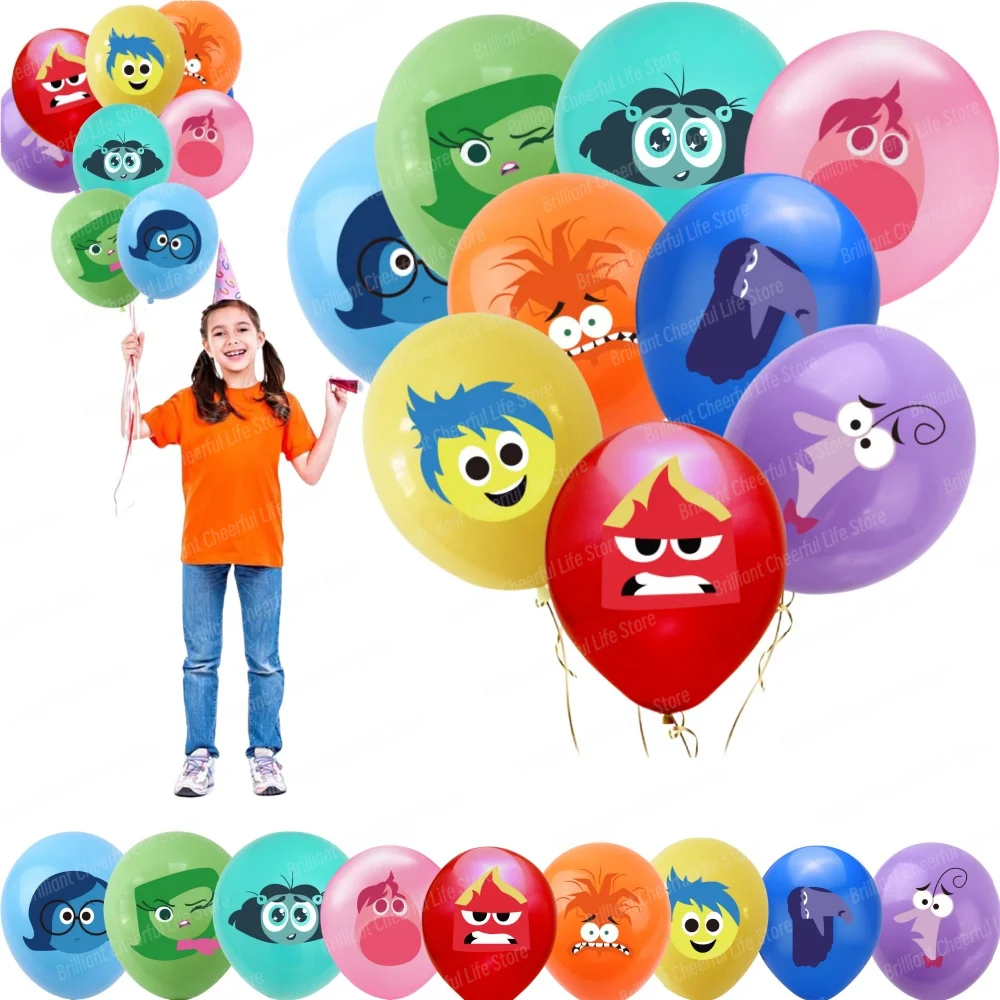 9/18PCS 12Inch Disney Inside Out 2 Latex Balloon Set Globo Boy Girl\'s Birthday Party Baby Shower Party Decorations Kid Toys